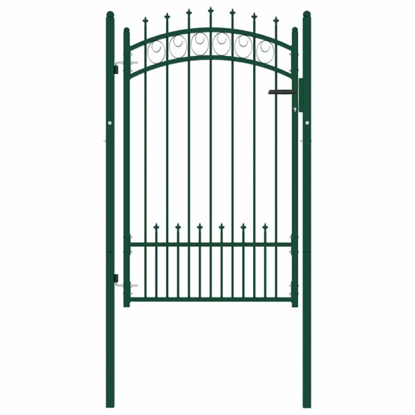Fence Gate with Spikes Steel 100x150 cm Green