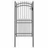 Fence Gate with Spikes Black 100 x 200 cm Powder-coated steel
