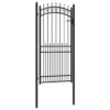 Fence Gate with Spikes Black 100 x 200 cm Powder-coated steel