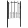 Fence Gate with Spikes Black 100 x 125 cm Powder-coated steel