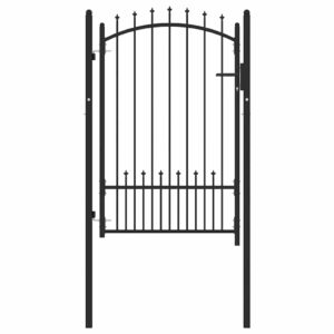 Fence Gate with Spikes Black 100 x 150 cm Powder-coated steel