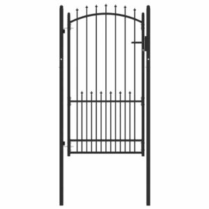 Fence Gate with Spikes Black 100 x 175 cm Powder-coated steel