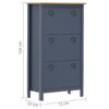 Shoe Cabinet Hill Grey 72x35x124 cm Solid Pine Wood