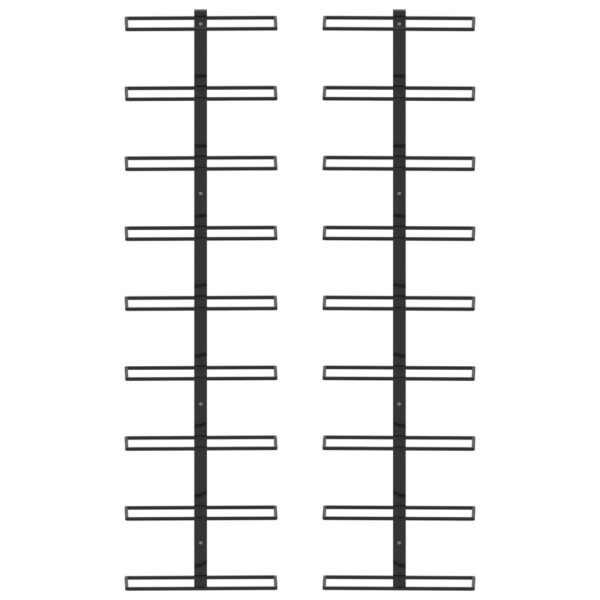 Wall-mounted Wine Racks for 18 Bottles 2 pcs Black Iron