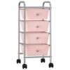 4-Drawer Mobile Storage Trolley Pink Plastic