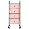 4-Drawer Mobile Storage Trolley Pink Plastic