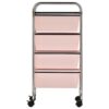 4-Drawer Mobile Storage Trolley Pink Plastic