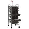 10-Drawer Mobile Storage Trolley Black Plastic