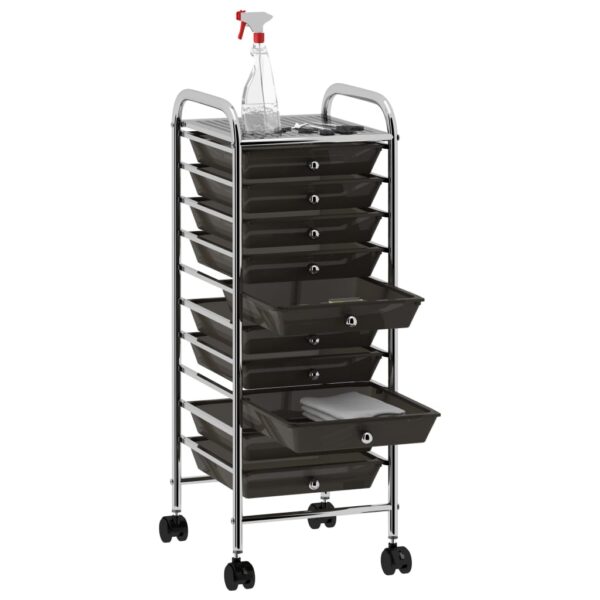10-Drawer Mobile Storage Trolley Black Plastic