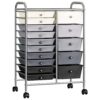 XXL 15-Drawer Mobile Storage Trolley Ombre Plastic