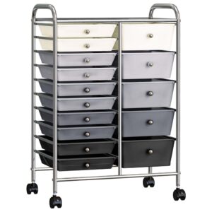 XXL 15-Drawer Mobile Storage Trolley Ombre Plastic