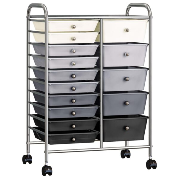 XXL 15-Drawer Mobile Storage Trolley Ombre Plastic