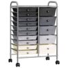 XXL 15-Drawer Mobile Storage Trolley Ombre Plastic