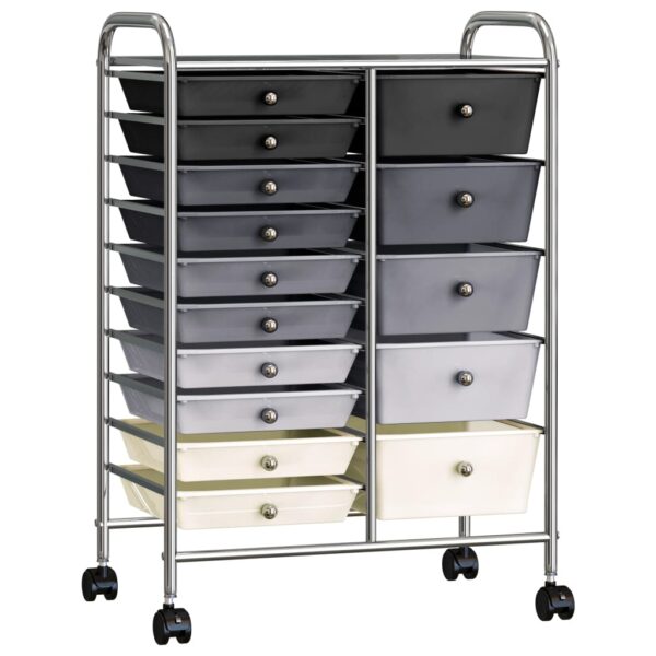 XXL 15-Drawer Mobile Storage Trolley Ombre Plastic