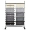XXL 15-Drawer Mobile Storage Trolley Ombre Plastic