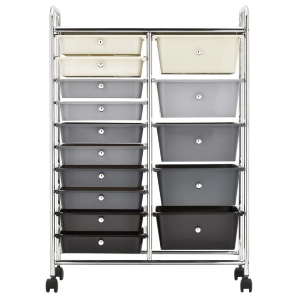 XXL 15-Drawer Mobile Storage Trolley Ombre Plastic
