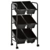 6-Basket Toy Storage Trolley Black Plastic