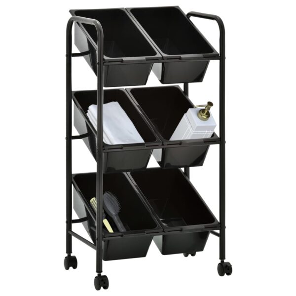 6-Basket Toy Storage Trolley Black Plastic