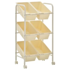 6-Basket Toy Storage Trolley White Plastic