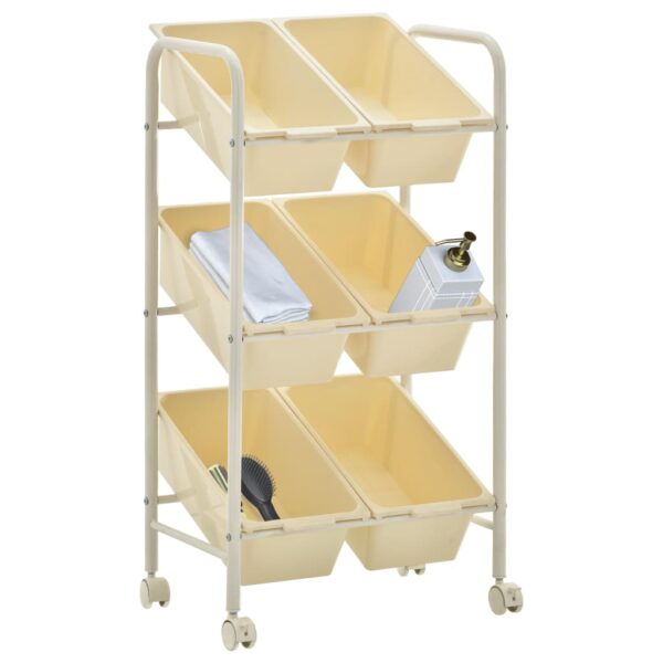 6-Basket Toy Storage Trolley White Plastic