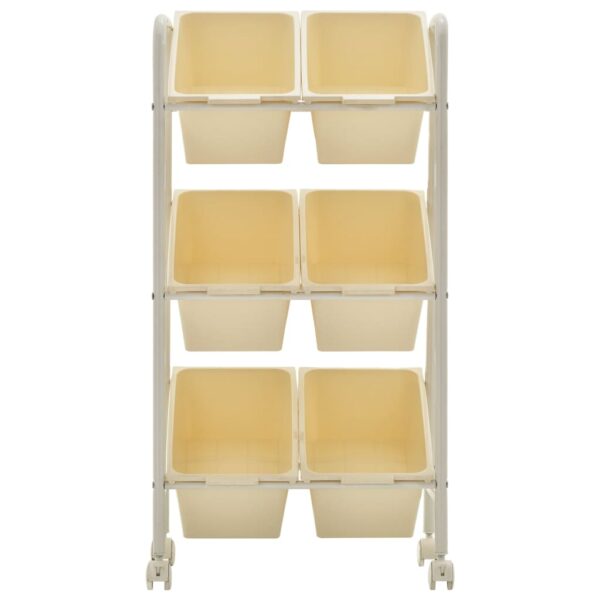 6-Basket Toy Storage Trolley White Plastic