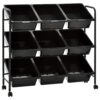 9-Basket Toy Storage Trolley Black Plastic