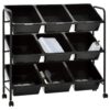 9-Basket Toy Storage Trolley Black Plastic