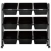 9-Basket Toy Storage Trolley Black Plastic