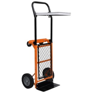 2-in-1 Foldable Platform Hand Truck with Leaf Bag Support