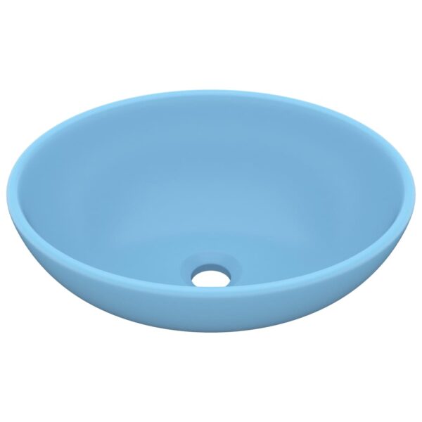 Luxury Basin Oval-shaped Matt Light Blue 40x33 cm Ceramic
