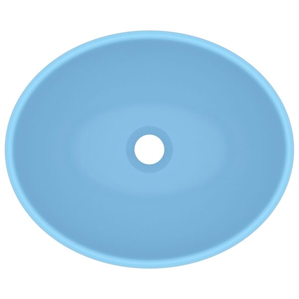 Luxury Basin Oval-shaped Matt Light Blue 40x33 cm Ceramic
