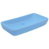 Luxury Basin Rectangular Matt Light Blue 71x38 cm Ceramic