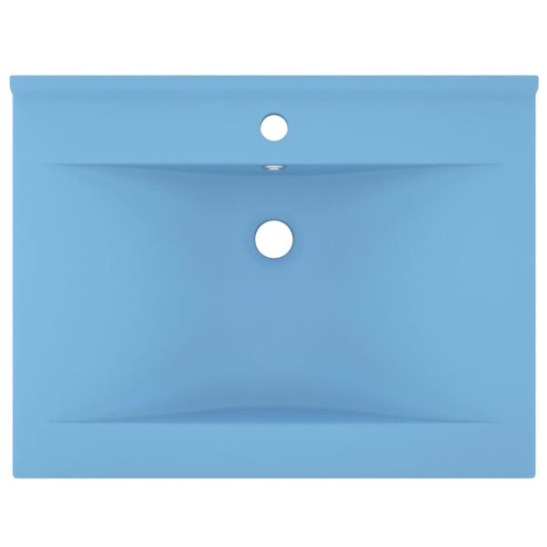 Luxury Basin with Faucet Hole Matt Light Blue 60x46 cm Ceramic
