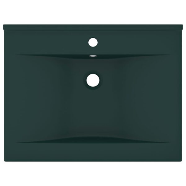 Luxury Basin with Faucet Hole Matt Dark Green 60x46 cm Ceramic