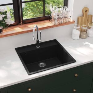 Kitchen Sink with Overflow Hole Black Granite