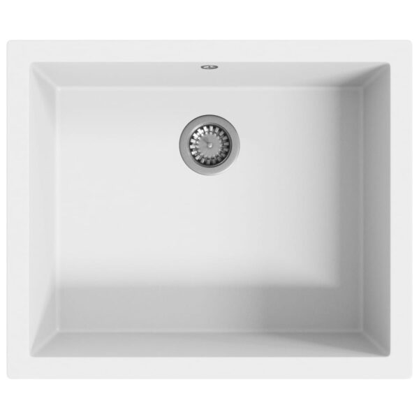 Kitchen Sink with Overflow Hole White Granite