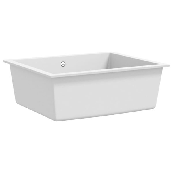 Kitchen Sink with Overflow Hole White Granite