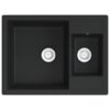 Kitchen Sink with Overflow Hole Double Basins Black Granite