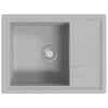 Kitchen Sink with Overflow Hole Oval Grey Granite