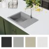 Kitchen Sink with Overflow Hole Oval Grey Granite