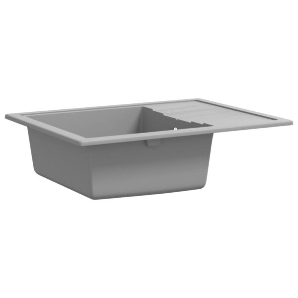 Kitchen Sink with Overflow Hole Oval Grey Granite