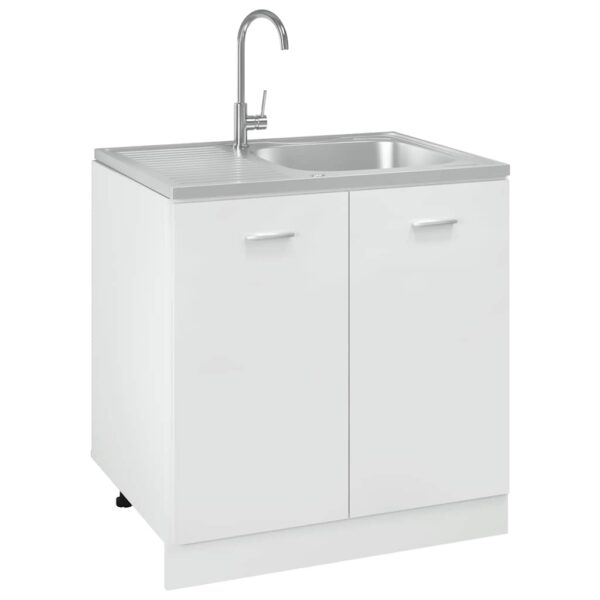 Kitchen Sink with Drainer Set Silver 800x600x155 mm Stainless Steel