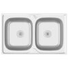 Kitchen Sink with Double Basins Silver 800x500x155 mm Stainless Steel