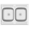 Kitchen Sink with Double Basins Silver 800x600x155 mm Stainless Steel