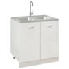 Kitchen Sink with Double Basins Silver 800x600x155 mm Stainless Steel