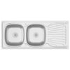 Kitchen Sink with Double Sinks Silver 1200x500x155 mm Stainless Steel
