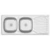 Kitchen Sink with Double Sinks Silver 1200x600x155 mm Stainless Steel