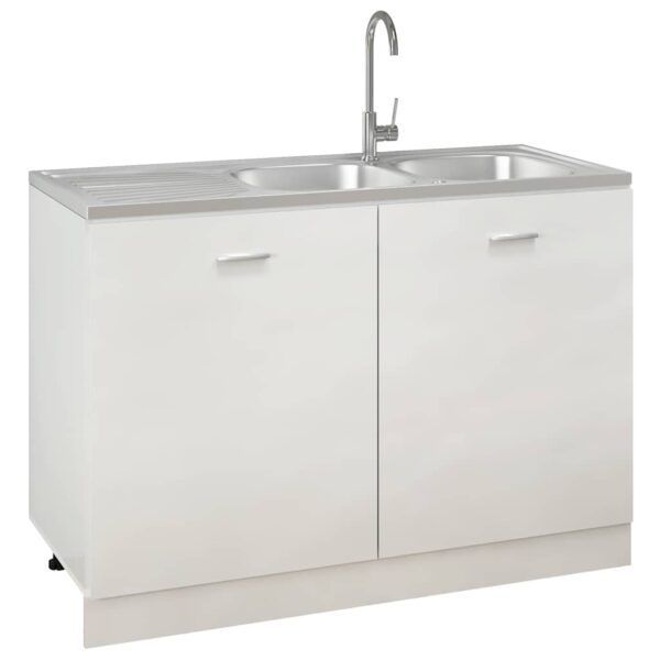 Kitchen Sink with Double Sinks Silver 1200x600x155 mm Stainless Steel