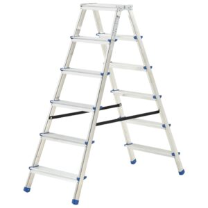 Aluminium Double-Sided Step Ladder 6 Steps 136 cm