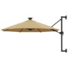 Wall-mounted Garden Parasol with LEDs 300 cm Taupe